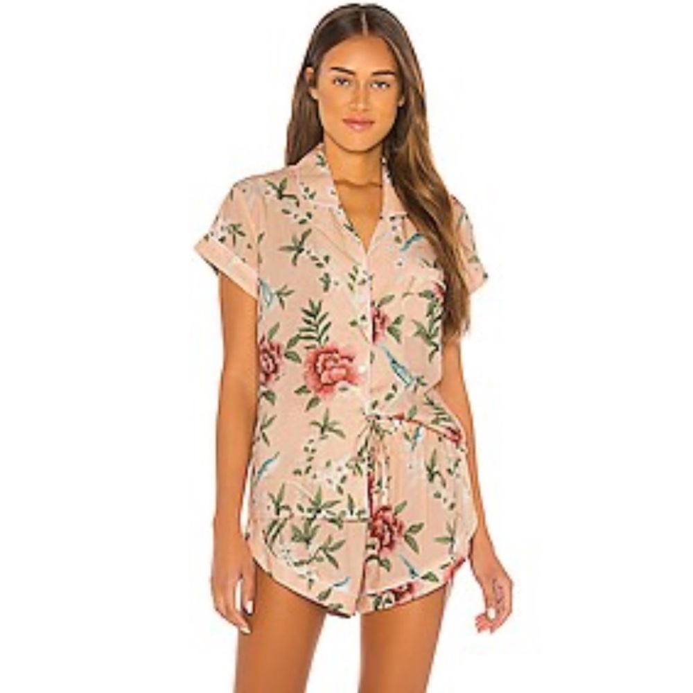 Homebodii Natice Short PJ Set Blush Floral short sleeve M